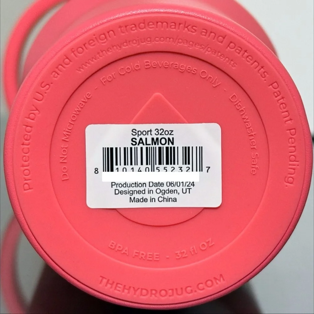 HydroJug 32oz Sport Water Bottle, SALMON - Picture 5 of 5